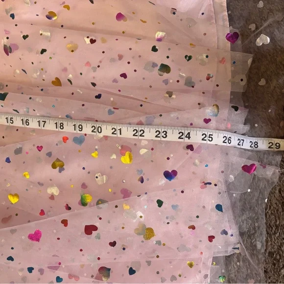 ✨ Unique Vintage Pink Iridescent Heart Party Dress | Size 10/12 ✨ - Picture 6 of 6